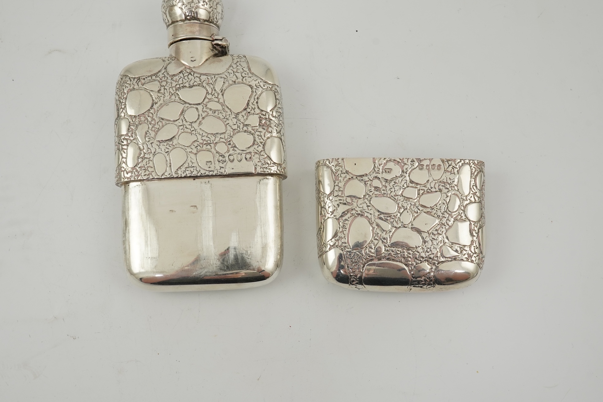 A late Victorian silver hip flask, maker George Heath?